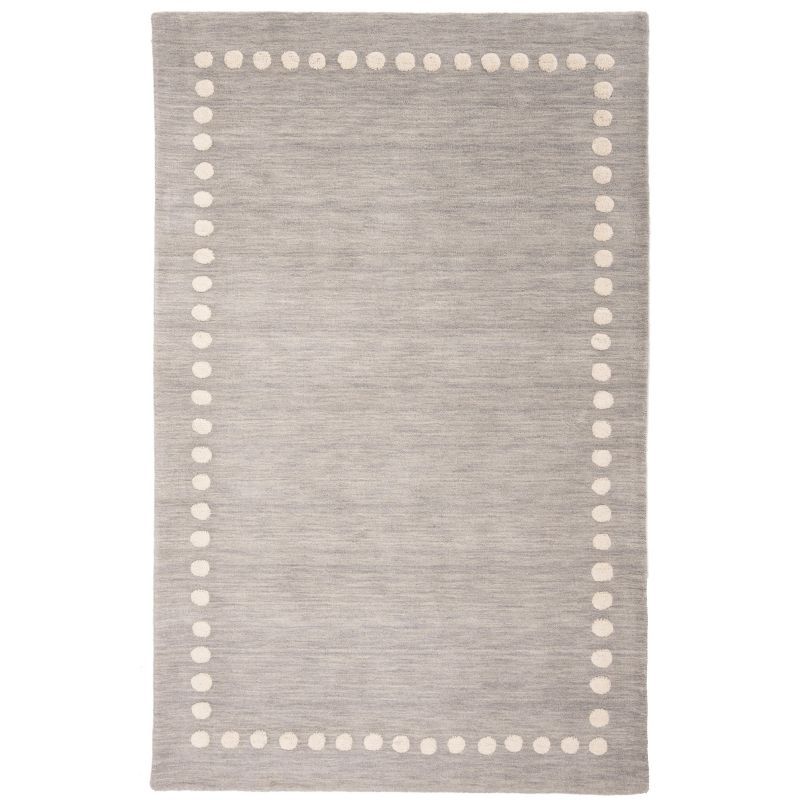 Gray Hand-Tufted Wool Kids Area Rug with Dotted Border