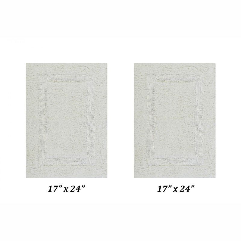 Ivory Soft Plush Cotton 2-Piece Reversible Bathroom Rug Set