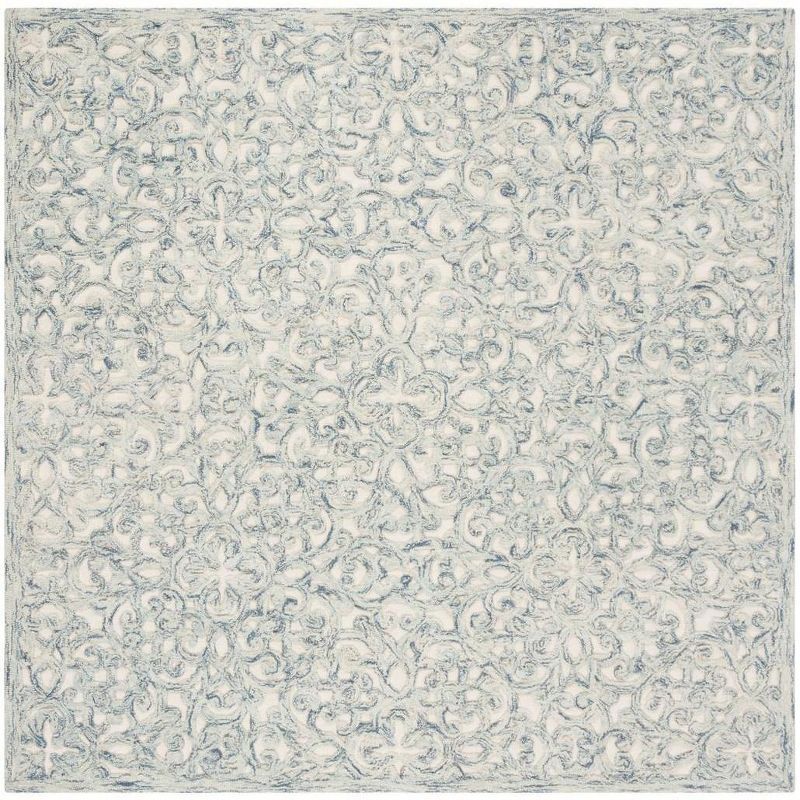 Elegant Ivory Square Hand-Tufted Wool Area Rug 6' x 6'