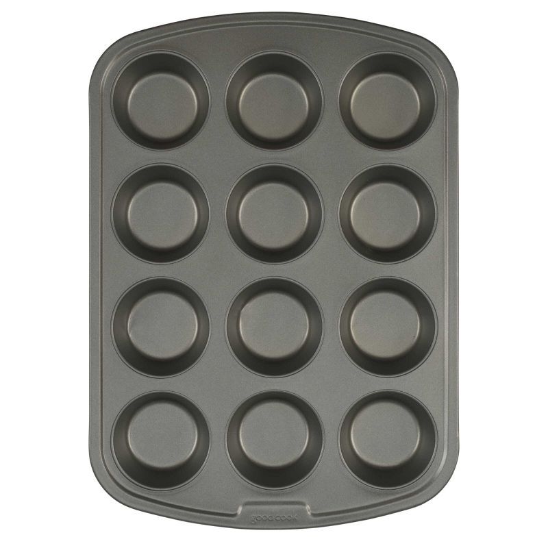 Nonstick 12-Cup Gray Steel Muffin Pan