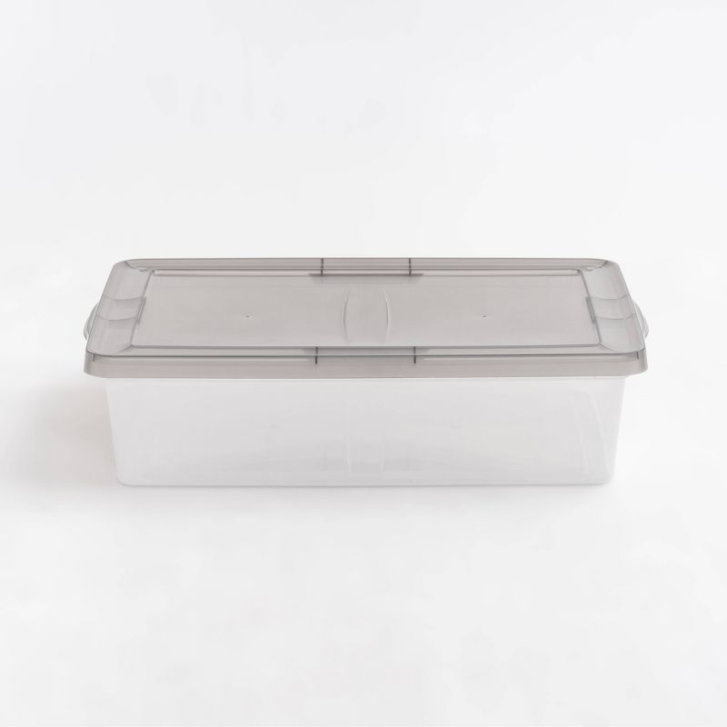 Clear Stackable Plastic Underbed Storage Box with Snap Lid