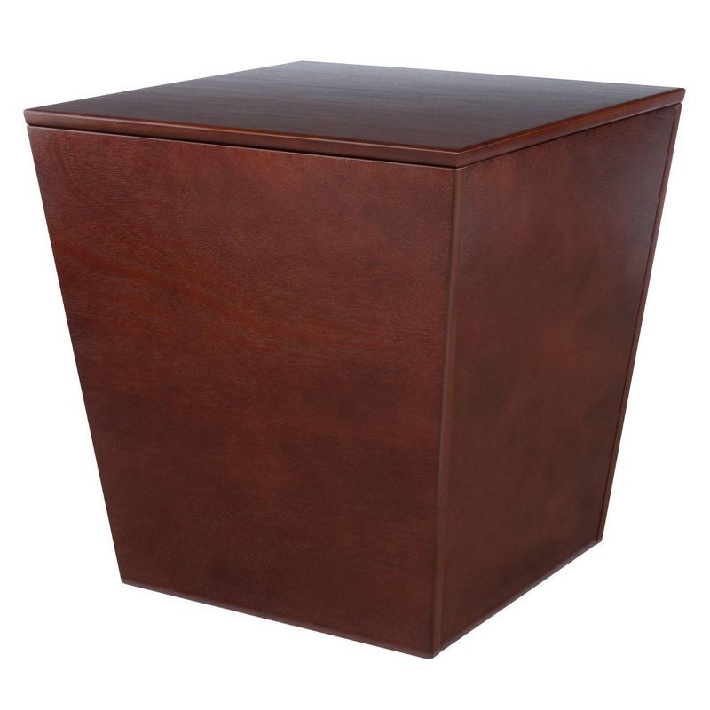 Transitional Walnut Wood Storage Cube End Table 18.5"