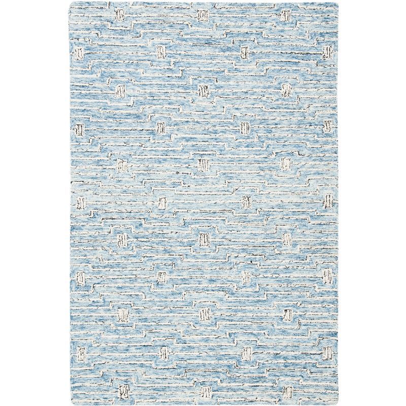 Light Blue Handmade Wool Tufted 4' x 6' Area Rug