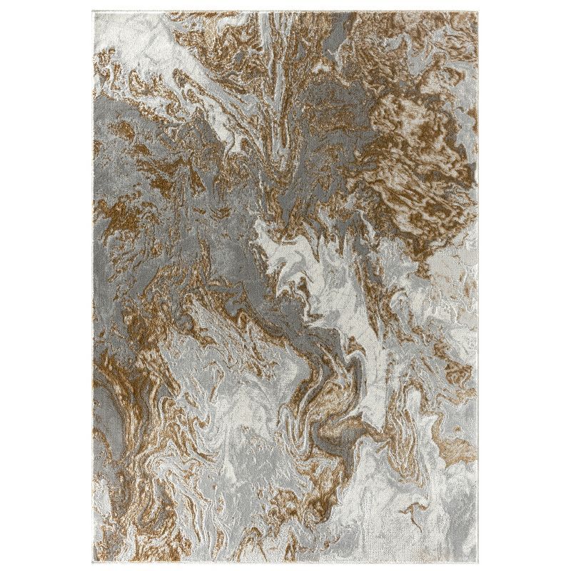 Abstract Marble Swirl 6' x 9' Gray Synthetic Area Rug