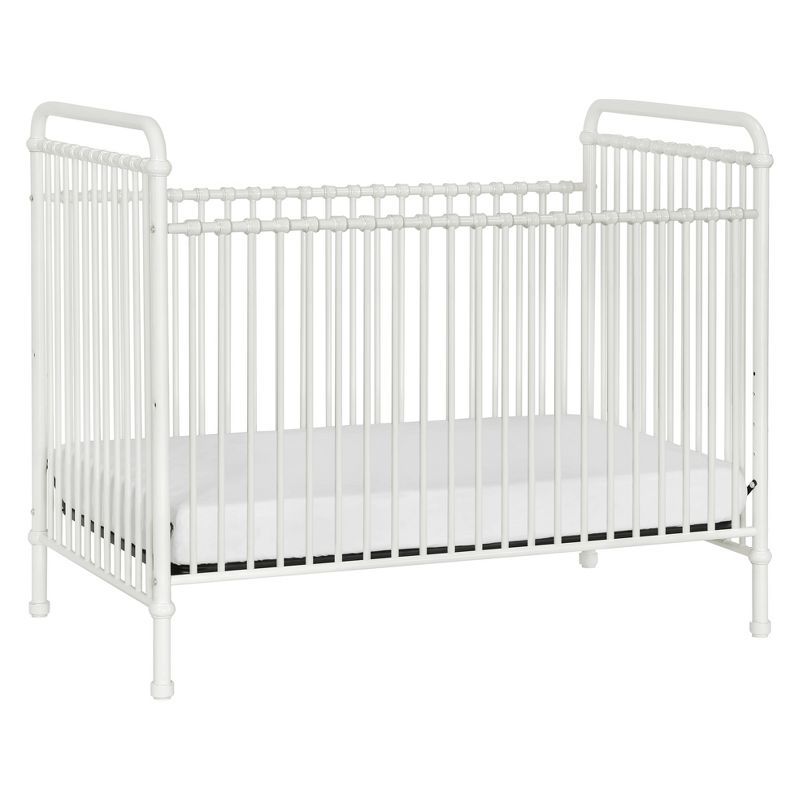 White Iron Toddler Convertible Crib with Vintage Design