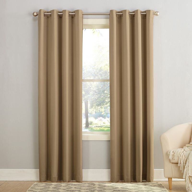 Taupe Room-Darkening Grommet Curtain Panel, 54"x63" Polyester