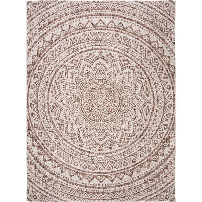 Easy-Care Rectangular Synthetic Area Rug 9' x 12' - Light Beige & Light Brown
