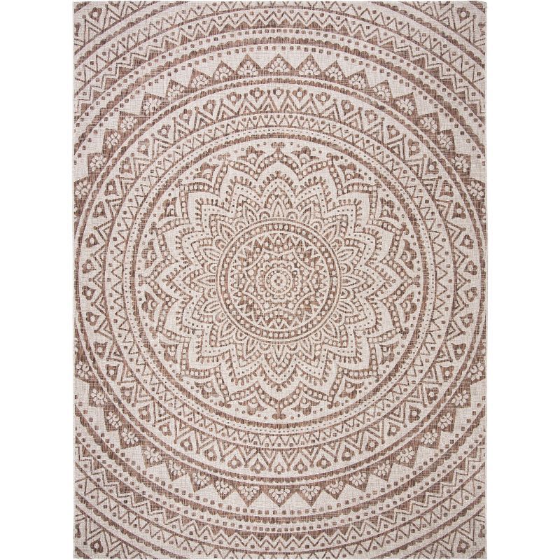 Easy-Care Rectangular Synthetic Area Rug 9' x 12' - Light Beige & Light Brown