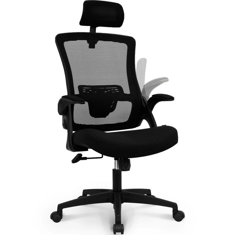 Black High Back Mesh Executive Swivel Office Chair with Adjustable Arms