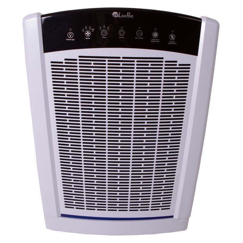 Pearl White Large Console Air Purifier with True HEPA Filter