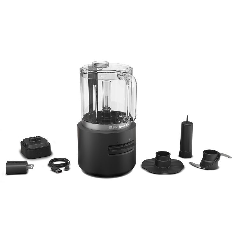 KitchenAid Black Matte Cordless Food Chopper with Stainless Steel Blades