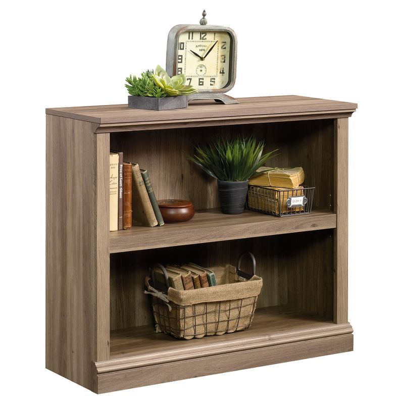 Adjustable Salt Oak 2-Shelf Bookcase with Slide-On Moldings