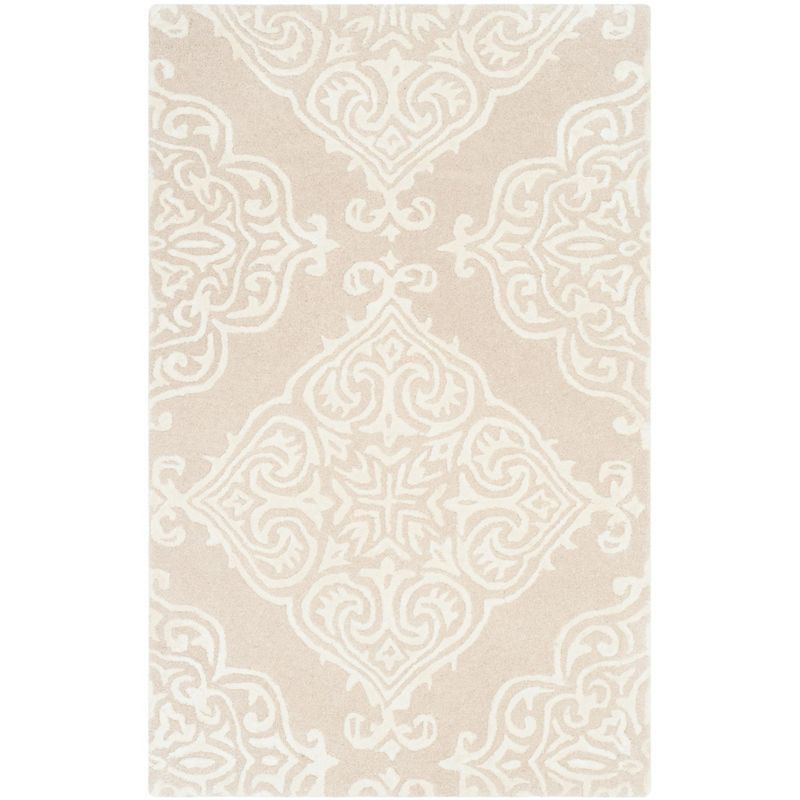 Beige and Ivory Rectangular Hand-Tufted Wool Area Rug