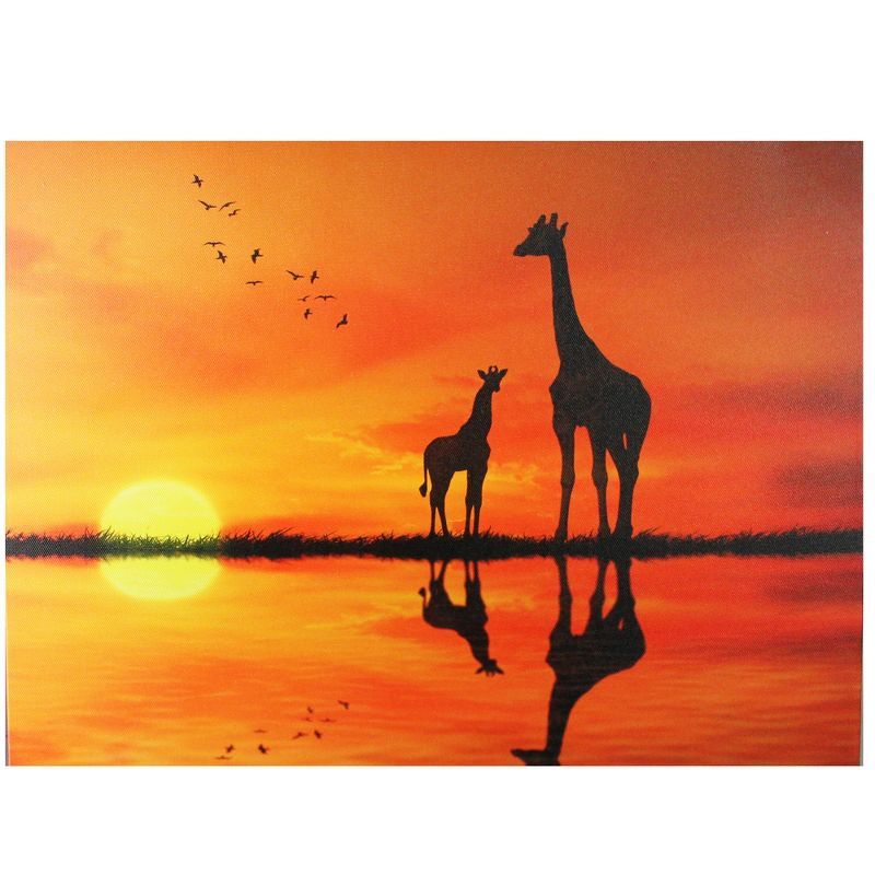 Safari Sunset LED Back Lit Giraffe Canvas Wall Art