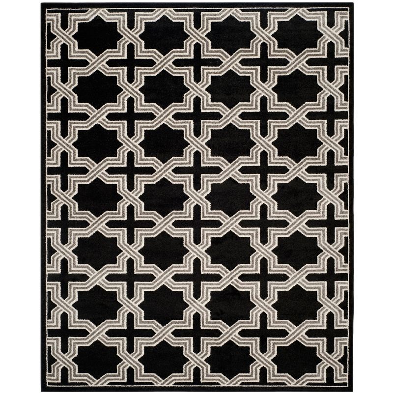 Reversible Hand-Knotted Gray Geometric 9' x 12' Easy-Care Rug