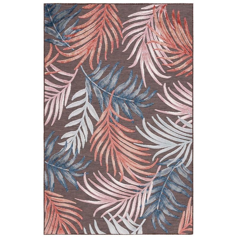 Braided Brown Floral 9' x 12' Easy-Care Synthetic Rug