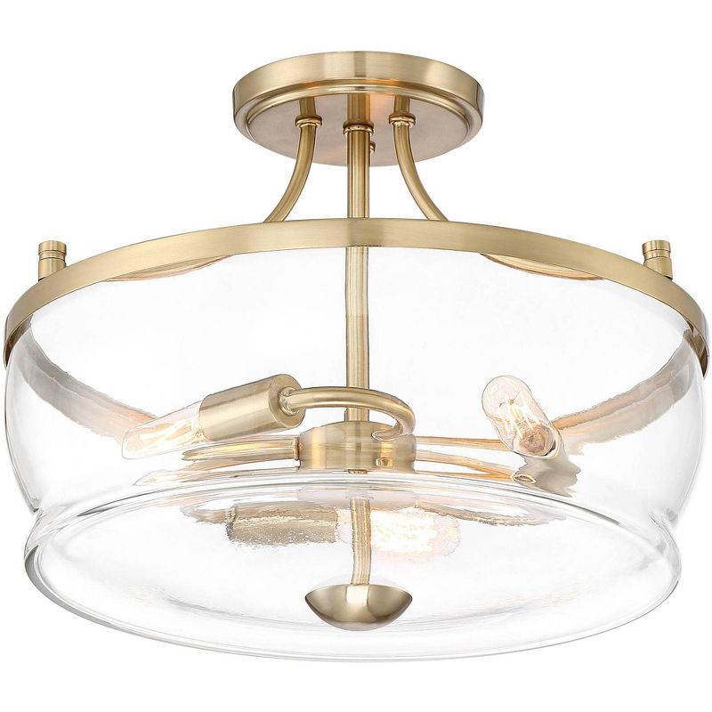 Warm Brass and Clear Glass Drum Ceiling Light