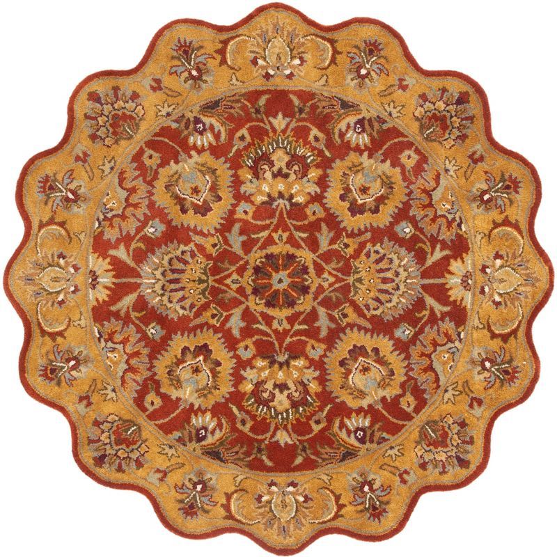 Heritage Red and Natural Hand-Tufted Wool Round Rug, 6'