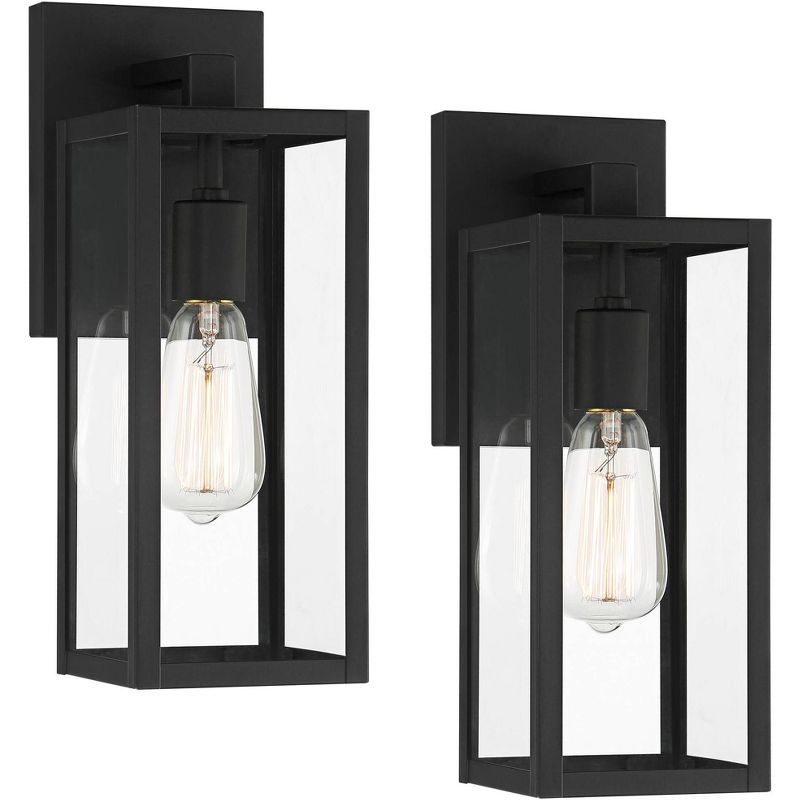 Mystic Black Modern Outdoor Wall Light Set with Clear Glass