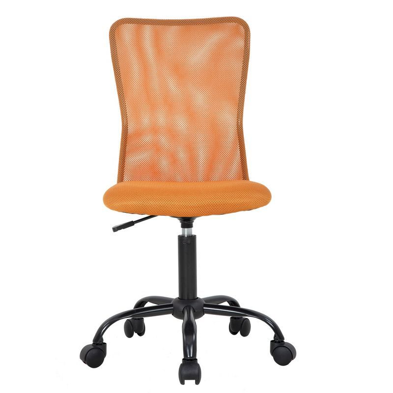 Orange Mesh Swivel Armless Task Office Chair