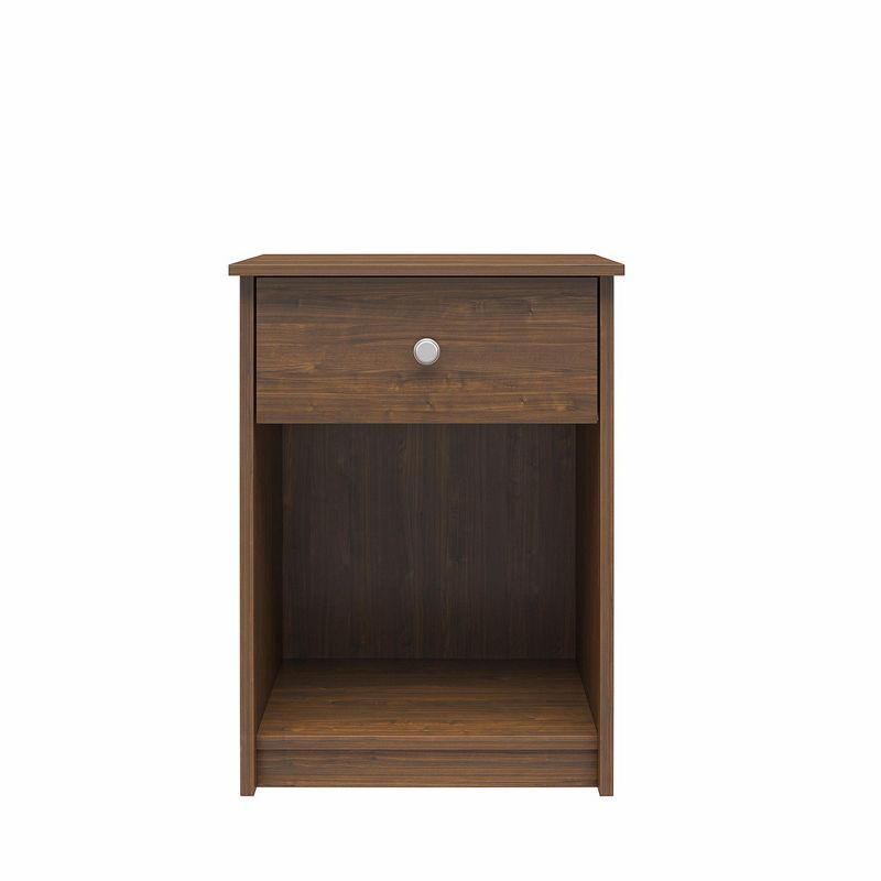 Walnut Particle Board Nightstand with Drawer and Cubby