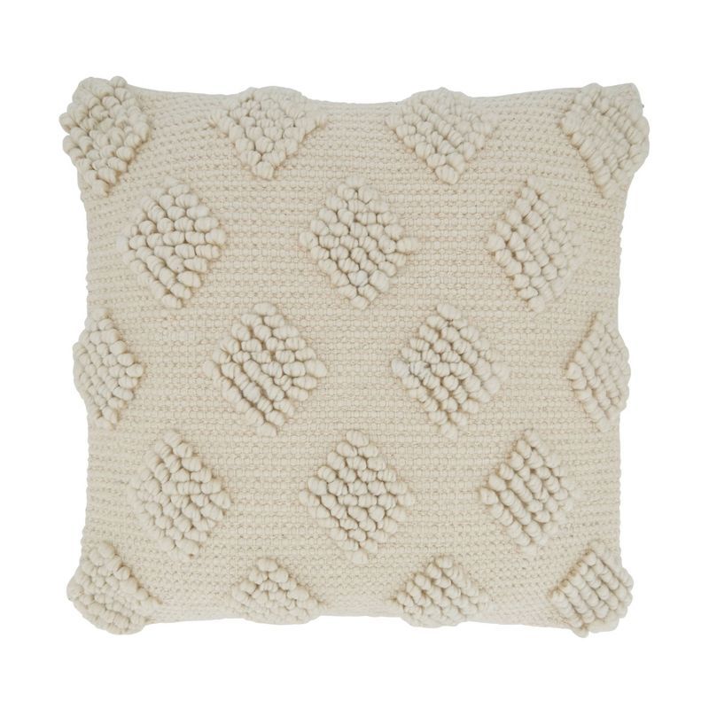 Ivory Diamond Design Cotton-Polyester Euro Throw Pillow Cover