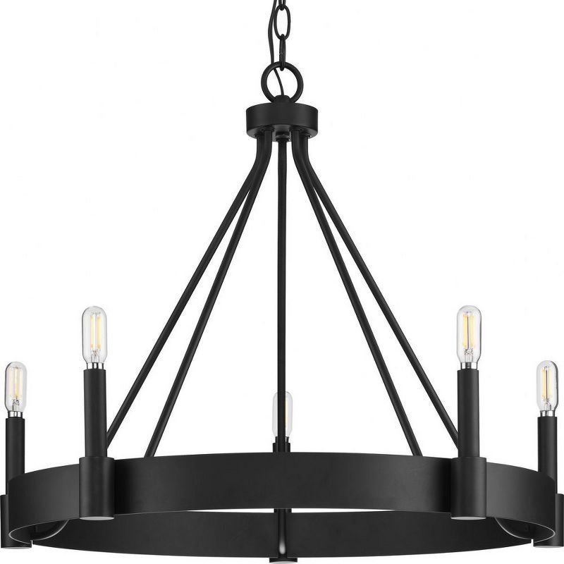 Matte Black Modern Candle 5-Light Chandelier