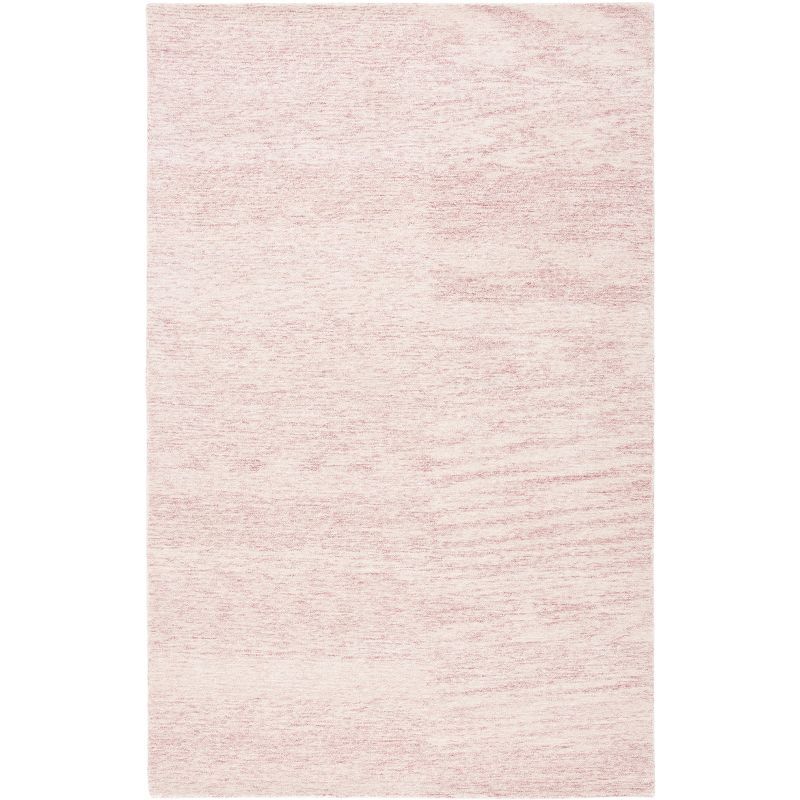Hand-Tufted Pink and Ivory Wool Area Rug, 5' x 8'