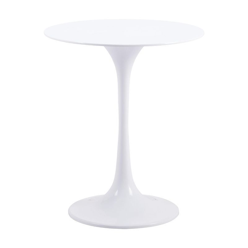 Aria White Round Wood and Metal Contemporary Side Table