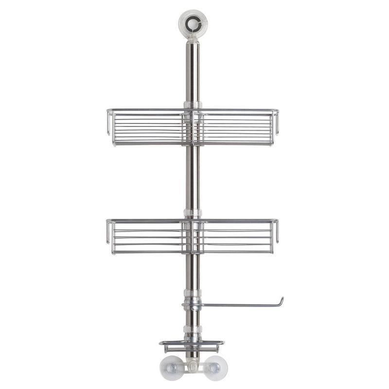 Brushed Stainless Steel Adjustable Shower Caddy with Suction Mount