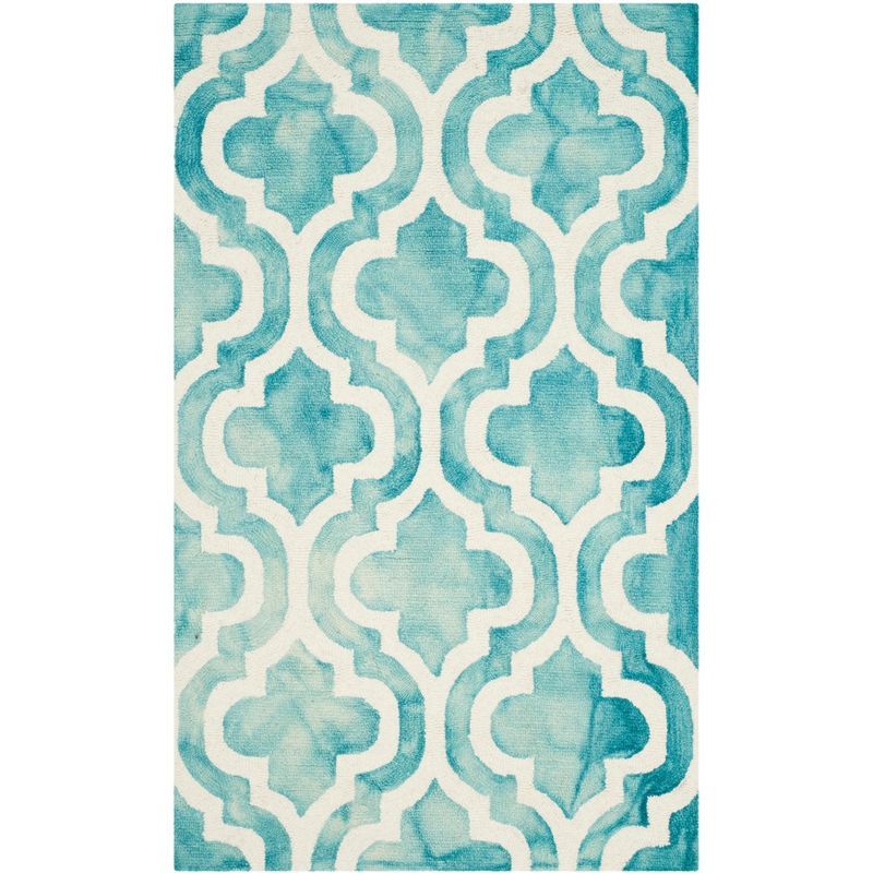 Turquoise & Ivory Hand-Tufted Wool Area Rug - 3' x 5'