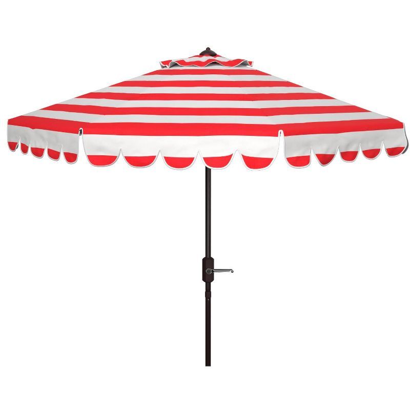 Maui Red and White Striped 9Ft Crank Tilt Patio Umbrella