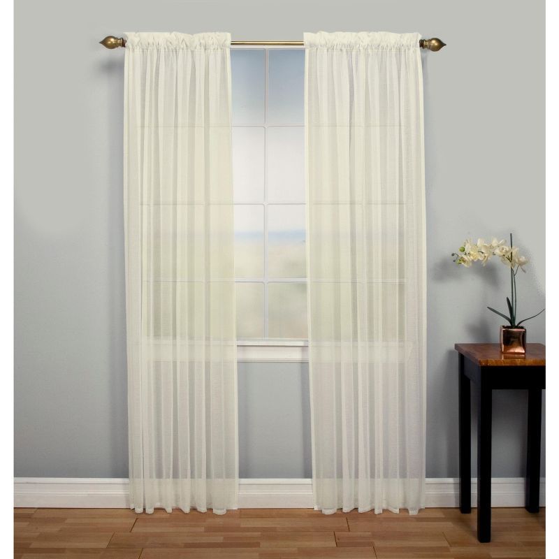 Ivory Pleated Room-Darkening Polyester Window Panel