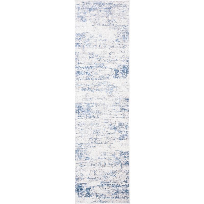 Elysian Ivory & Blue Abstract Hand-Knotted 2'2" x 16' Runner Rug