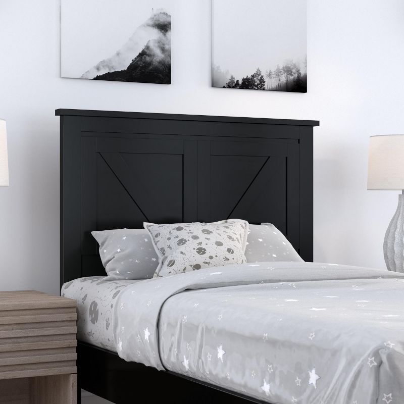 Twin Black Solid Wood Farmhouse Panel Headboard