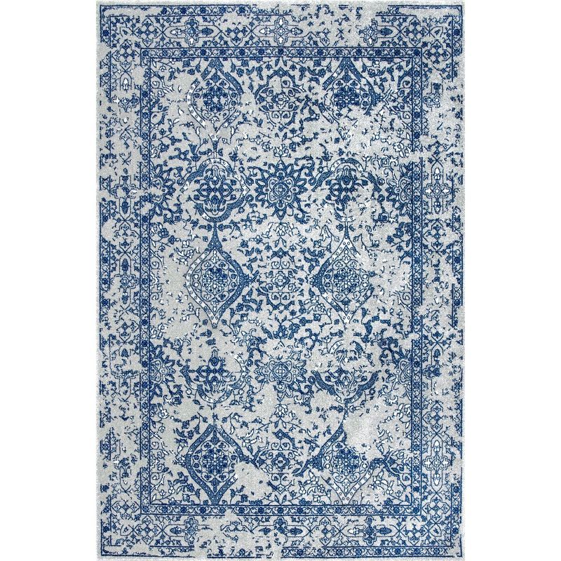 Light Blue Bosphorus Floral 10' x 14' Easy-Care Area Rug