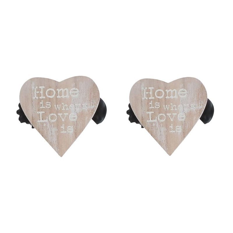 Natural Wood Heart-Shaped Curtain Tiebacks with Clip Design