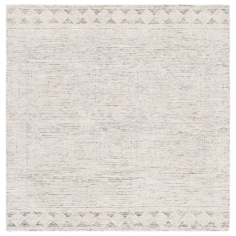 Gray Abstract Handmade Wool 6' x 6' Square Area Rug