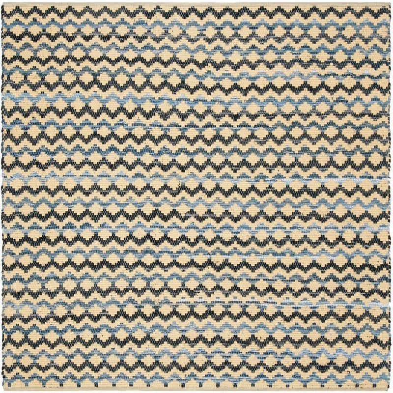 Montauk Black and Gold Handwoven Wool Cotton Square Rug