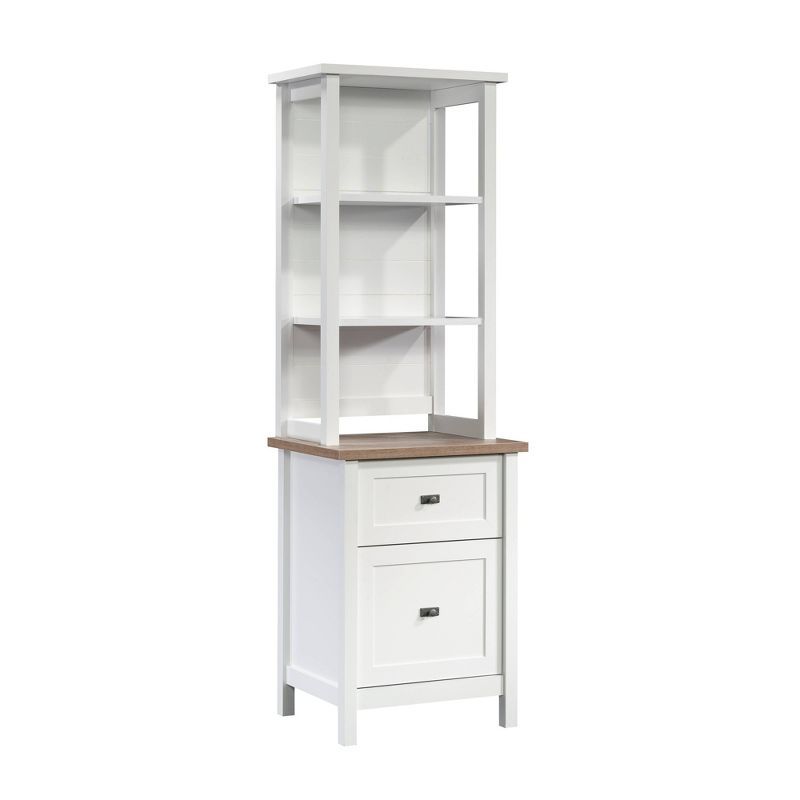 White Coastal Storage Tower with Drawers and Shelves