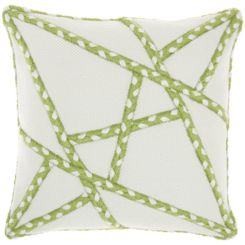 Chic Embroidered Geometric 18" Indoor/Outdoor Square Pillow