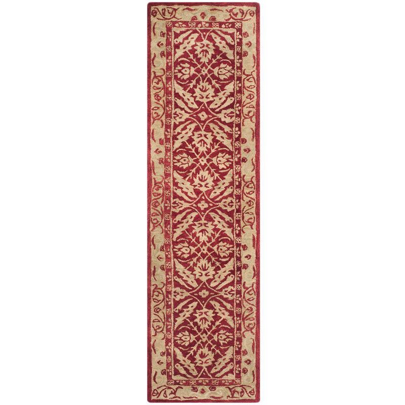 Handmade Red and Ivory Wool Tufted Runner Rug, 2'3" x 8'