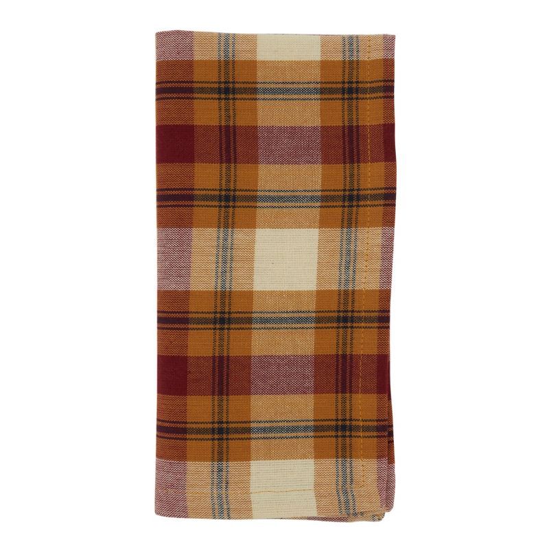 Rust Plaid Cotton Fall Table Napkins, Set of 4