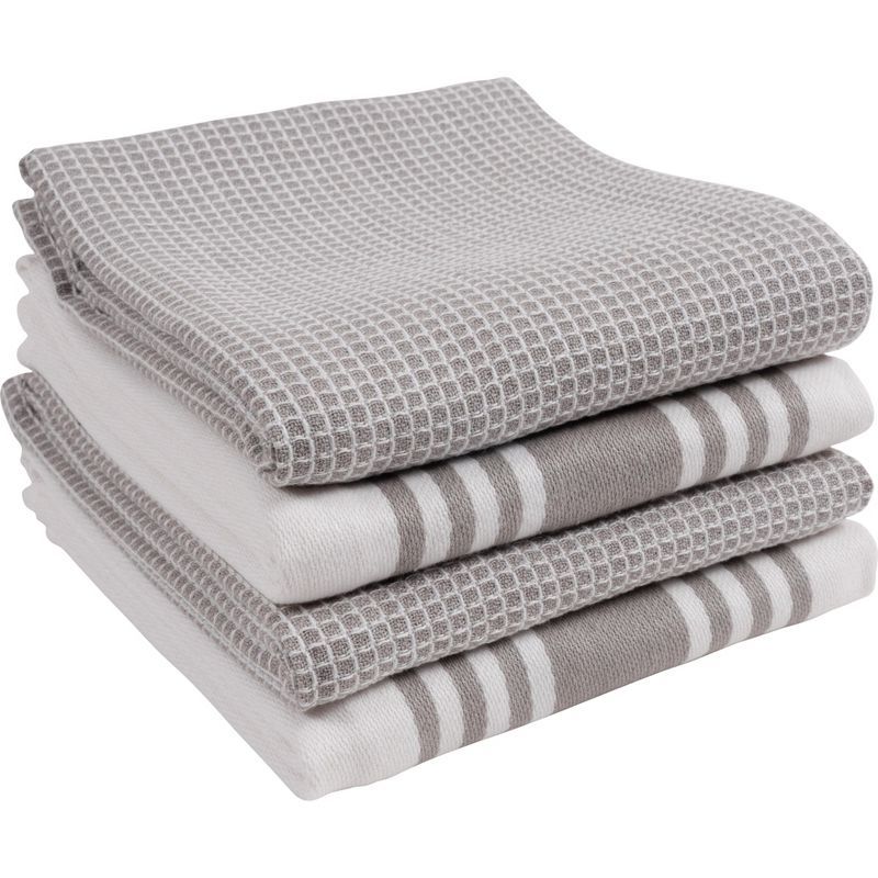 Light Gray Cotton Waffle Weave Kitchen Towel Set of 4