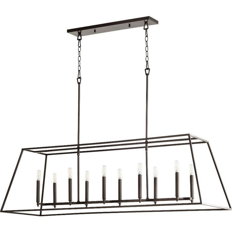 Gabriel Oiled Bronze 10-Light Linear Pendant with Glass Shades