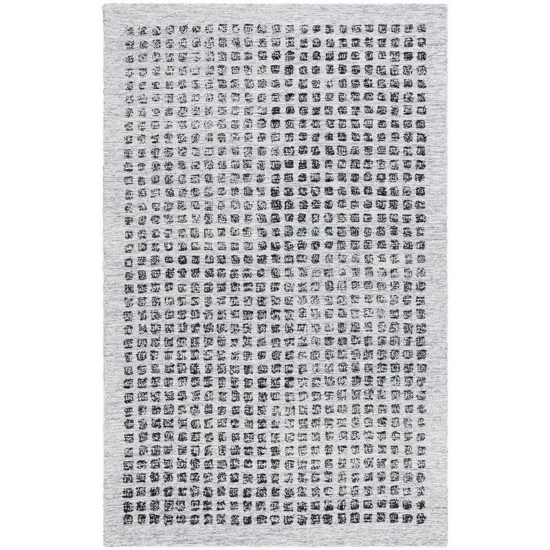 Silver and Black Tufted Wool 6' x 9' Area Rug