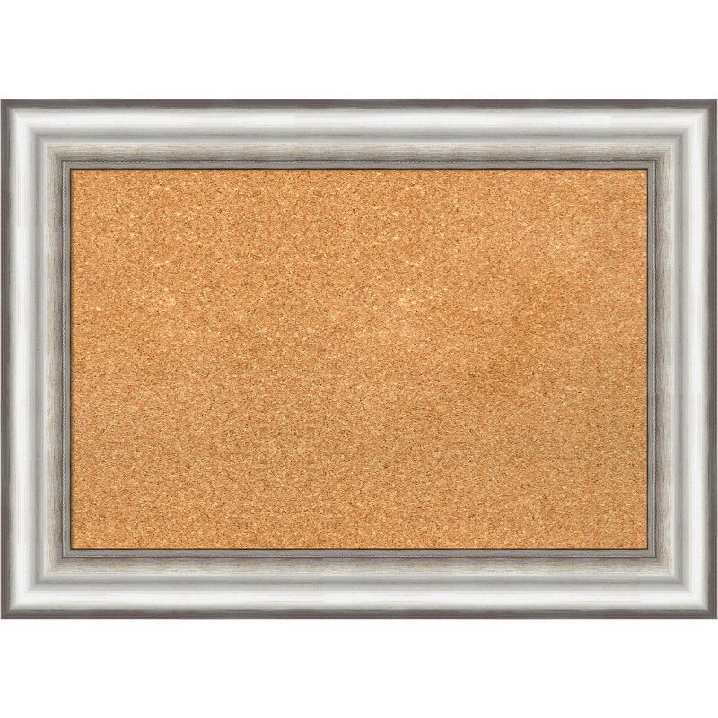 Amanti Art Natural Corkboard with Silver Frame, 29 x 21 Inch