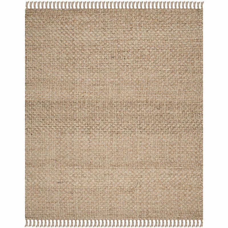 Hand-Knotted Ivory Jute 8' x 10' Non-Slip Area Rug