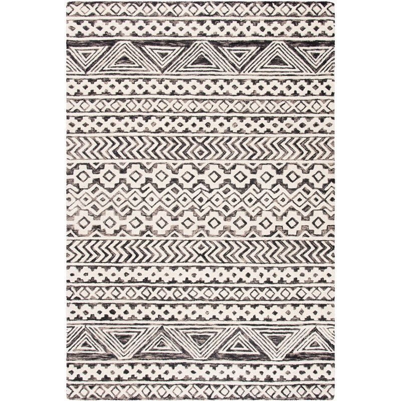 Handmade Gray Abstract Wool 2' x 3' Tufted Area Rug