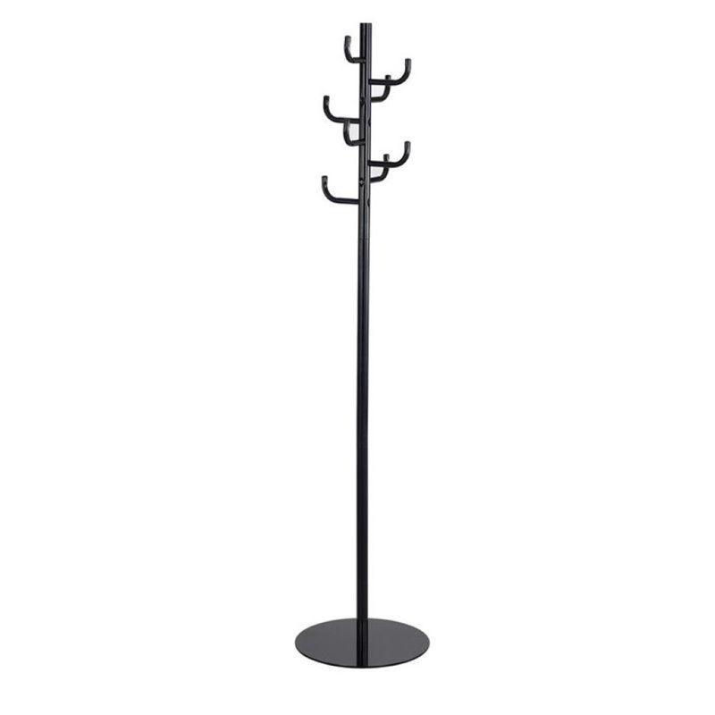 Black Steel Freestanding Coat Rack with Umbrella Stand